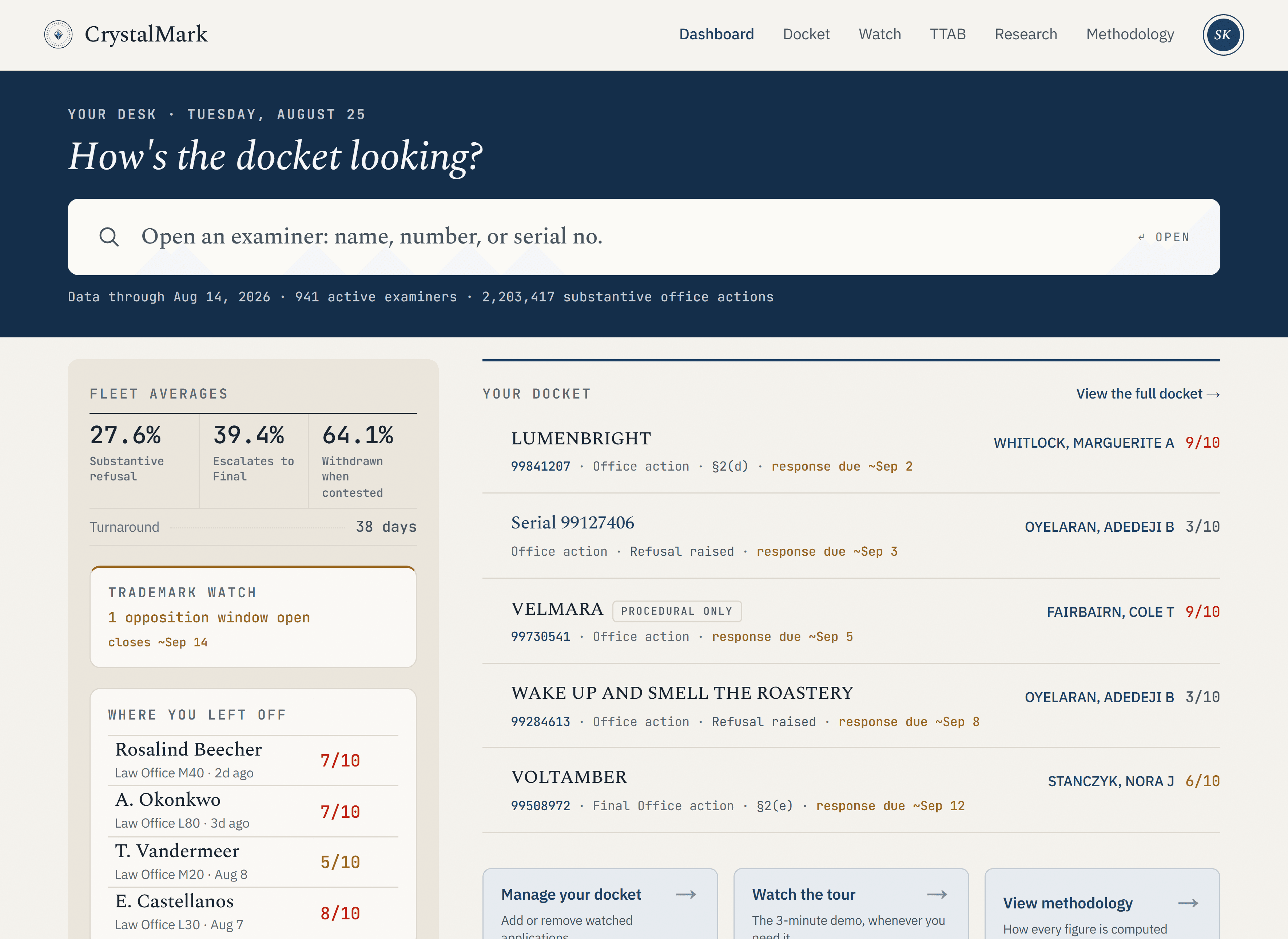 The CrystalMark dashboard, simulated with example data